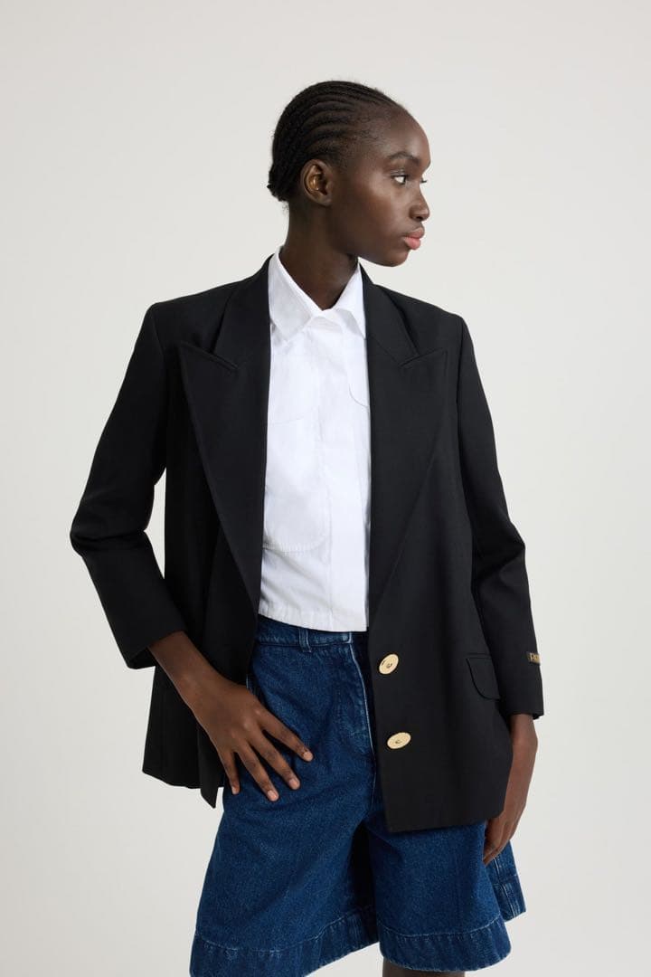 定価21万 PATOU パトウ 金ボタン ウール ジャケット 40 黒