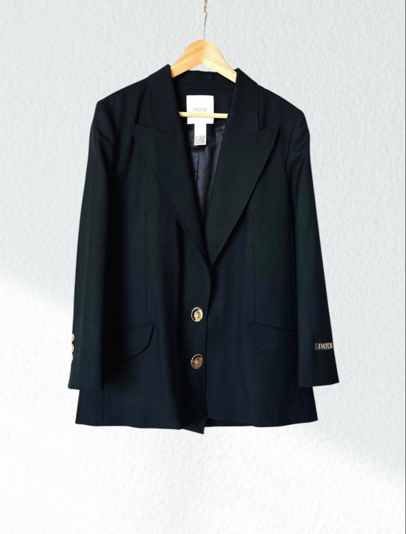 定価21万 PATOU パトウ 金ボタン ウール ジャケット 40 黒