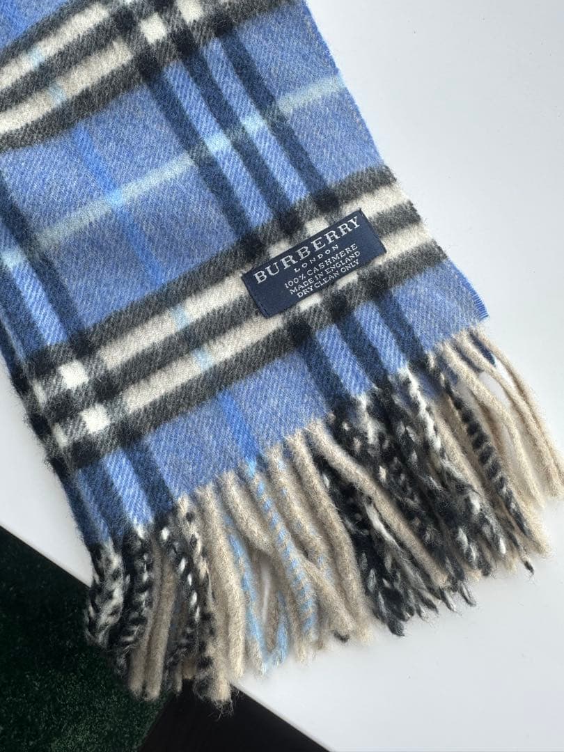 正規品　BURBERRY バーバリー　マフラー　カシミヤ100%ブルーチェック