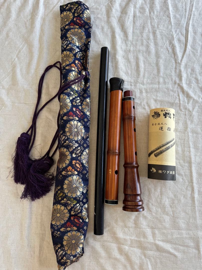 ひゅうが　ワダ楽器 尺八 合竹高級管蝴蝶 竹製 ケース付き