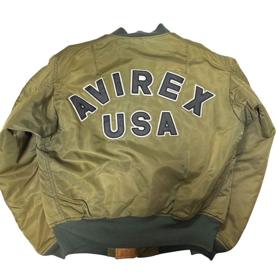 AVIREX 90s フライトジャケット MA-1 コマーシャルロゴ カーキ