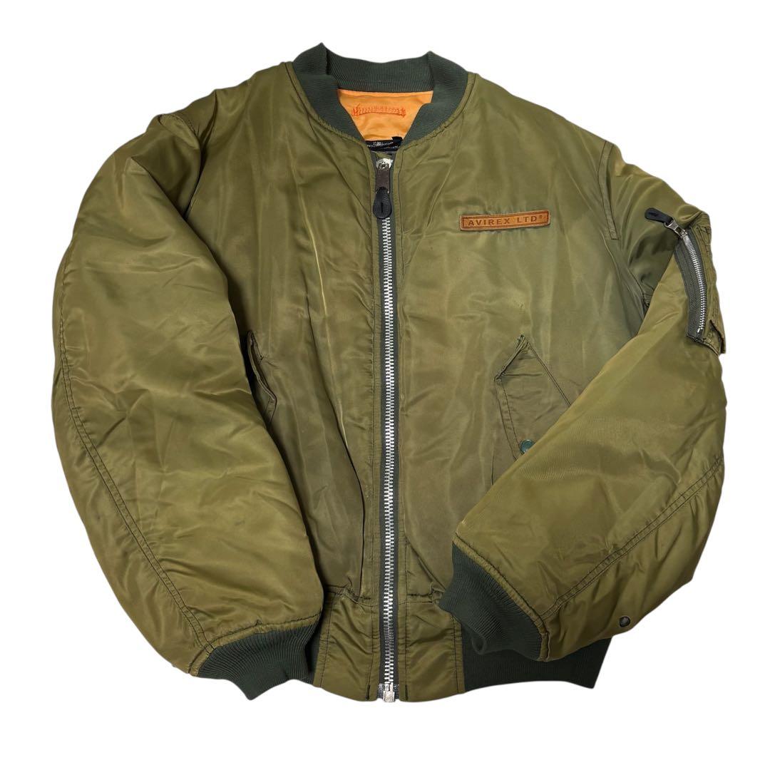 AVIREX 90s フライトジャケット MA-1 コマーシャルロゴ カーキ