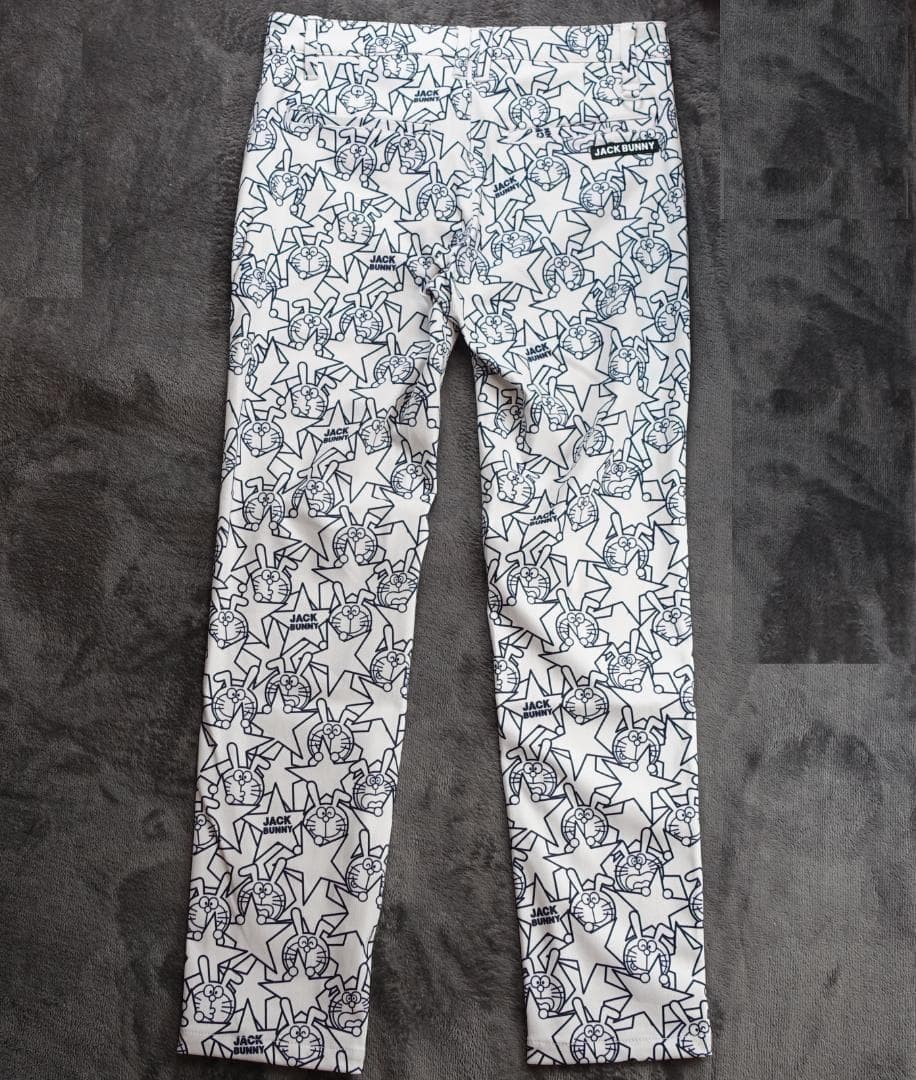 C新品 4/M 秋冬 ジャックバニー × ドラえもん 総柄 裏起毛 ゴルフパンツ