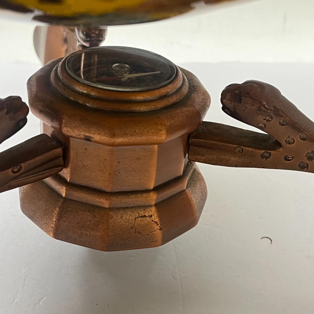 54 イエロー 黄色 方位磁石付き 天然石 アンティーク 地球儀 インテリア