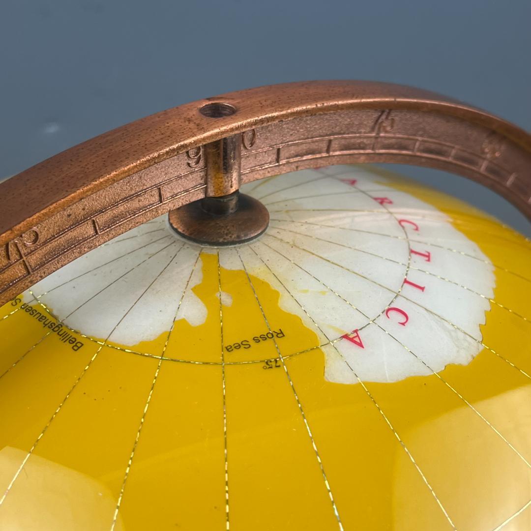 54 イエロー 黄色 方位磁石付き 天然石 アンティーク 地球儀 インテリア