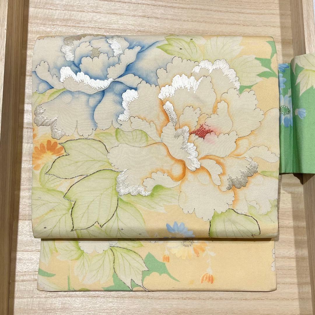 ◇限定出品◇牡丹と菊のアンティーク名古屋帯 蘇州刺繍
