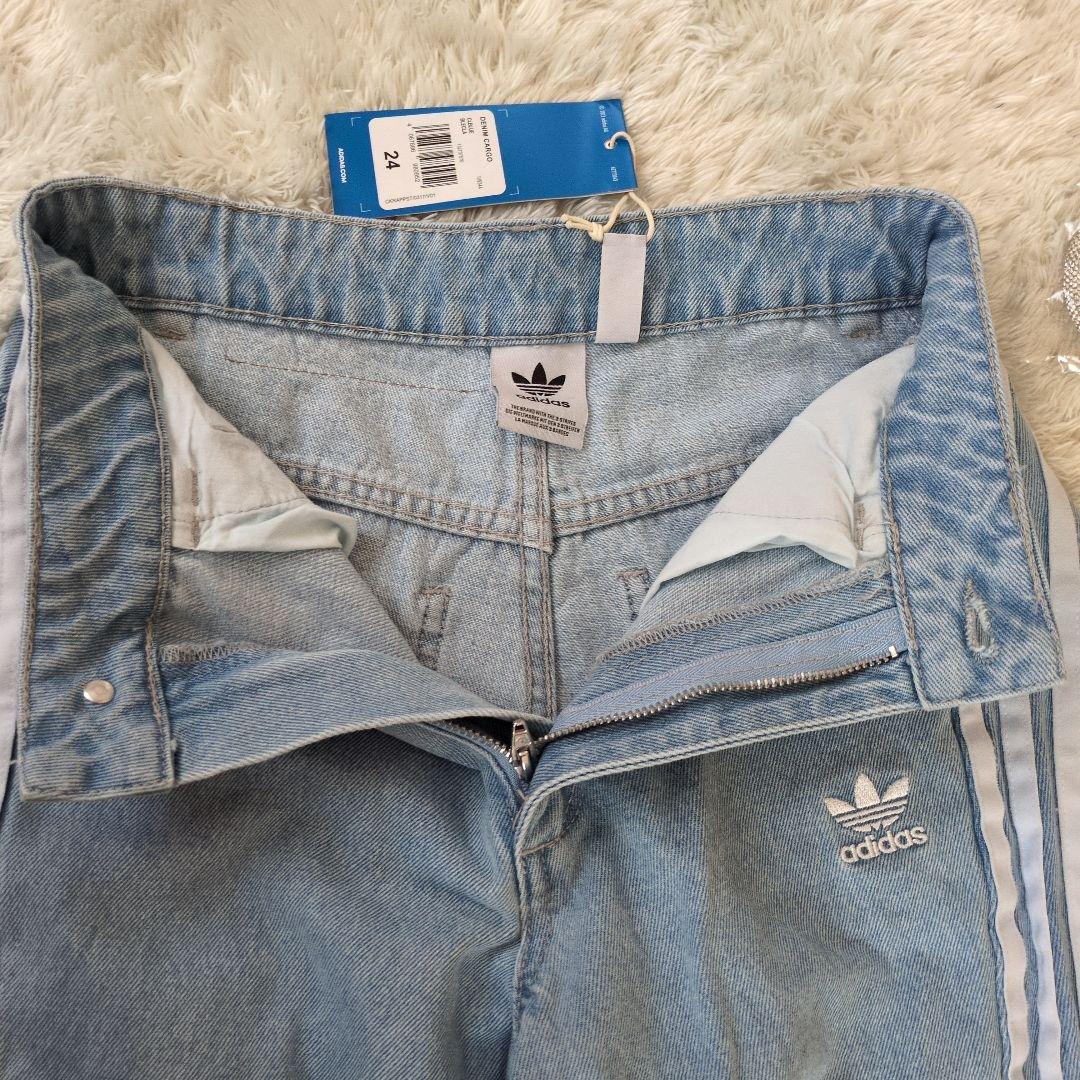 美品 adidas デニム カーゴパンツ ベルト付き　24