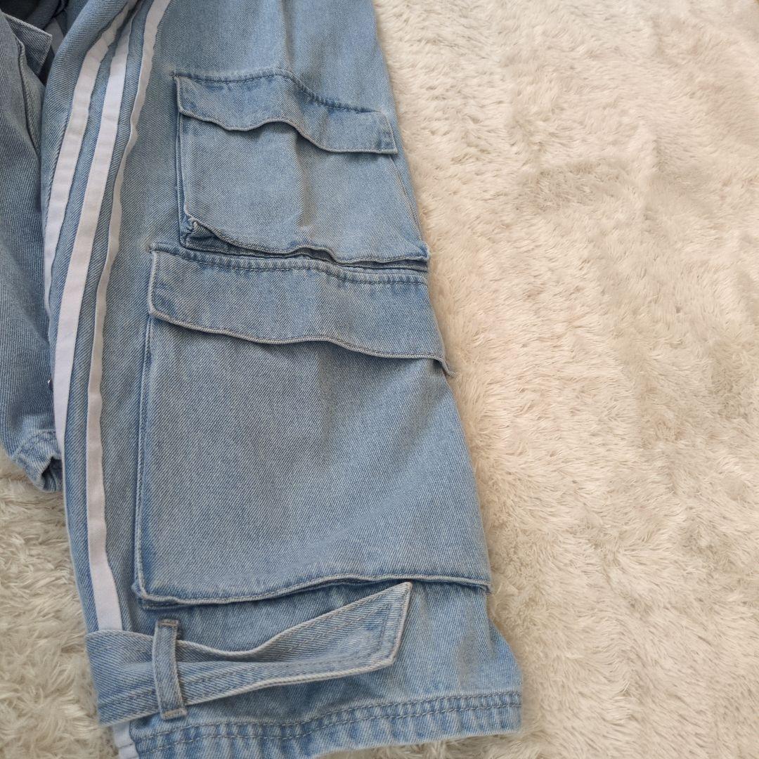 美品 adidas デニム カーゴパンツ ベルト付き　24