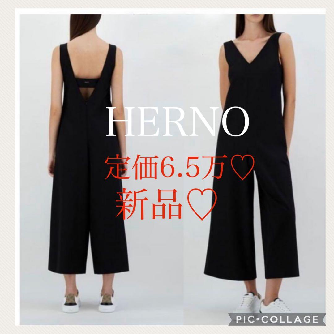 タグ付き新品！定価6.5万　ヘルノ　ジャンプスーツ42 サロペット　ロゴプレート