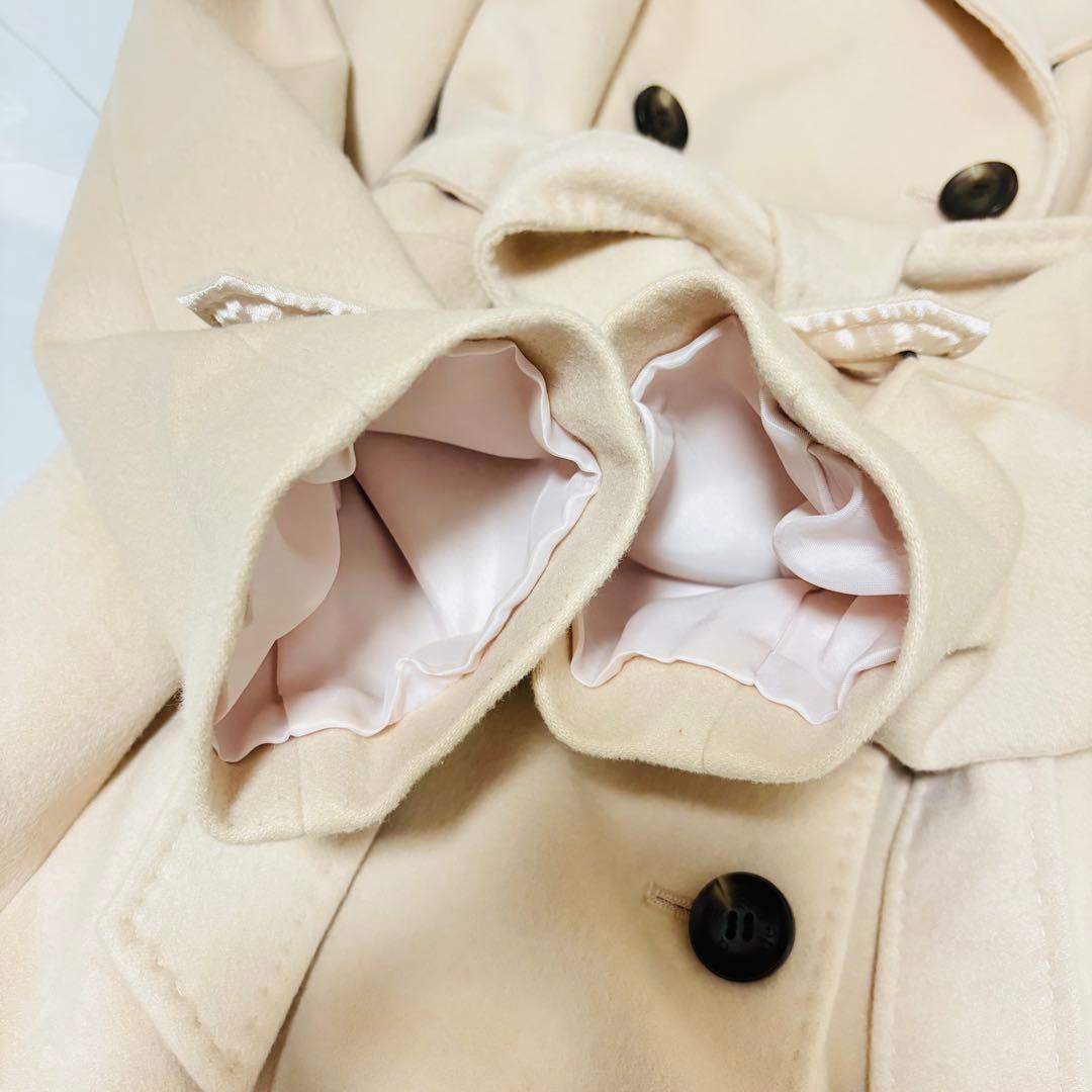 極美品 カシミヤ100% ファー ロングコート ベルト 大きいサイズ