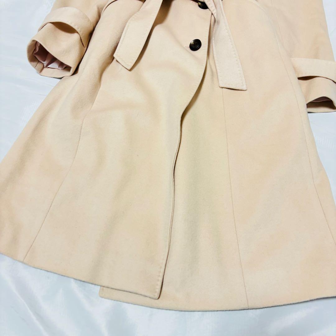 極美品 カシミヤ100% ファー ロングコート ベルト 大きいサイズ