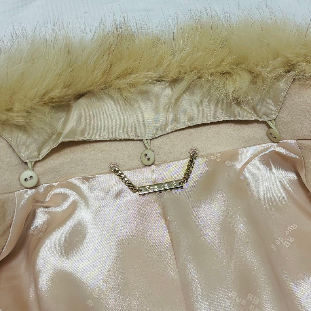 極美品 カシミヤ100% ファー ロングコート ベルト 大きいサイズ