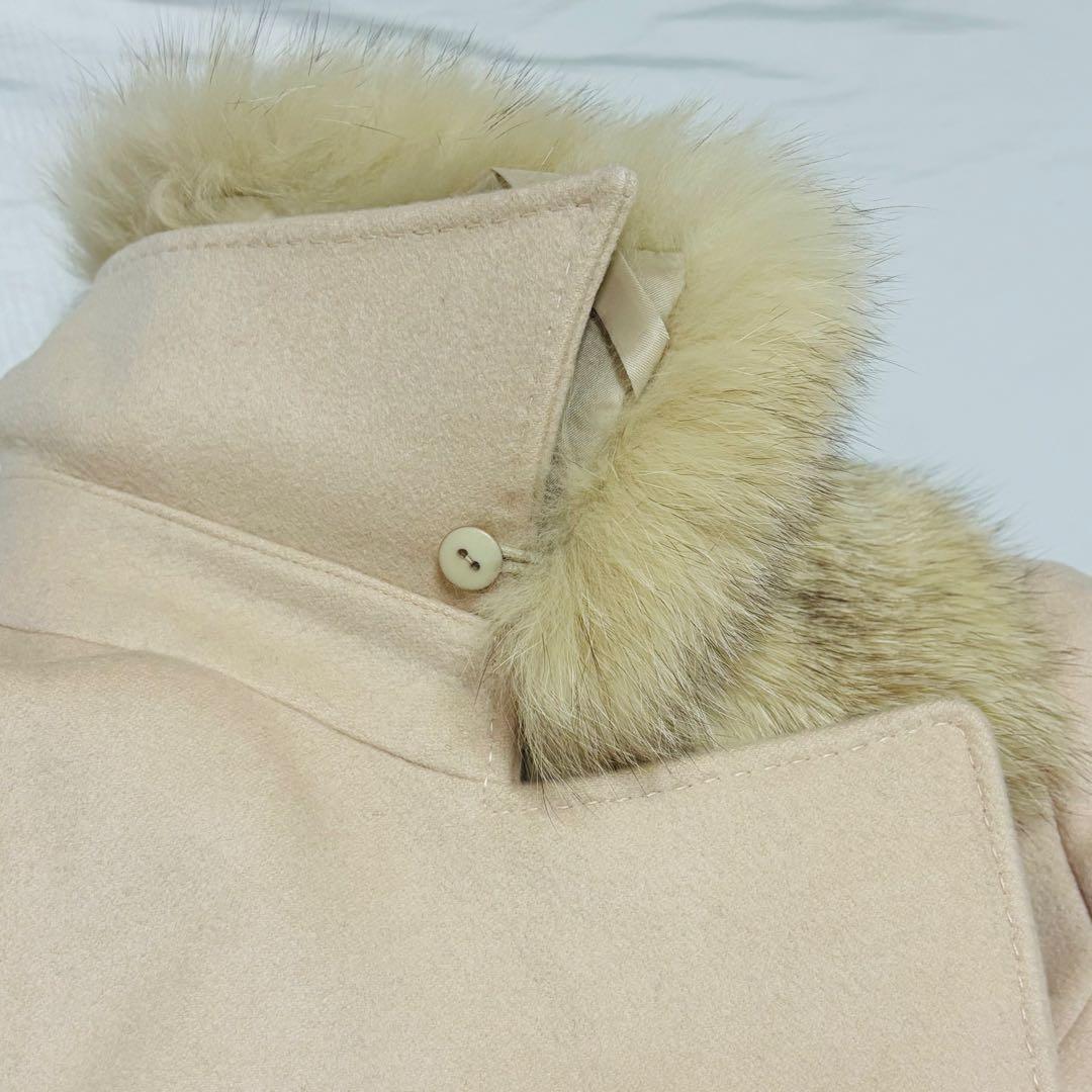 極美品 カシミヤ100% ファー ロングコート ベルト 大きいサイズ