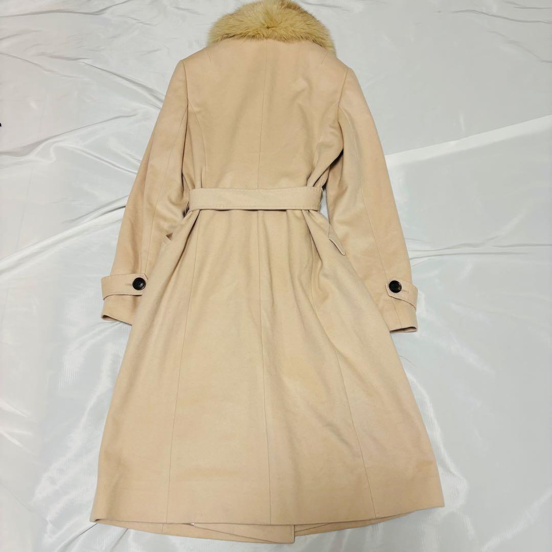 極美品 カシミヤ100% ファー ロングコート ベルト 大きいサイズ