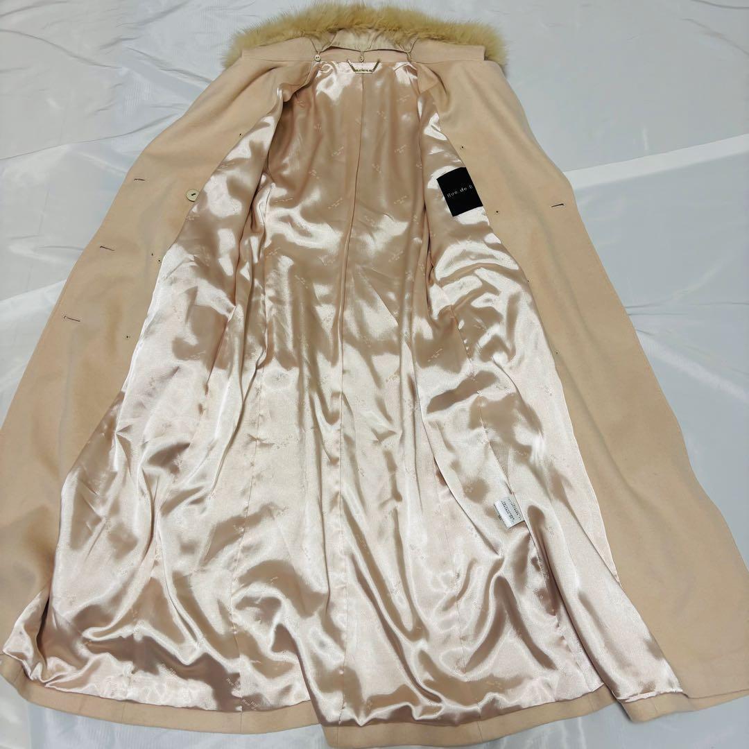 極美品 カシミヤ100% ファー ロングコート ベルト 大きいサイズ