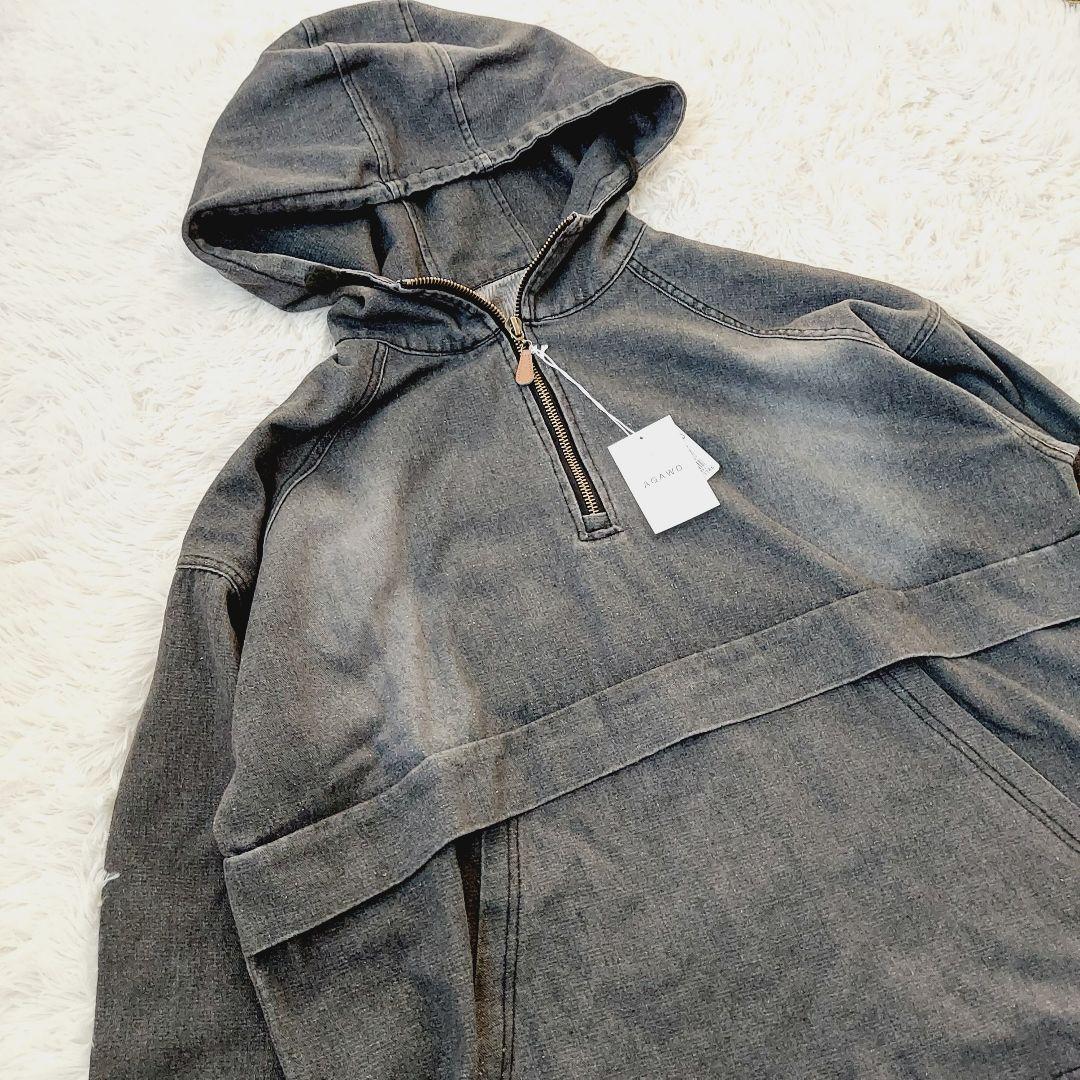 新品 AGAWD ハーフジップ デニムプルオーバー ブラック ヤマダヤ