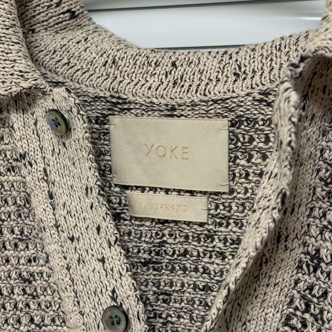 トップス YOKE MESH KNITTED BUTTONED CARDIGAN