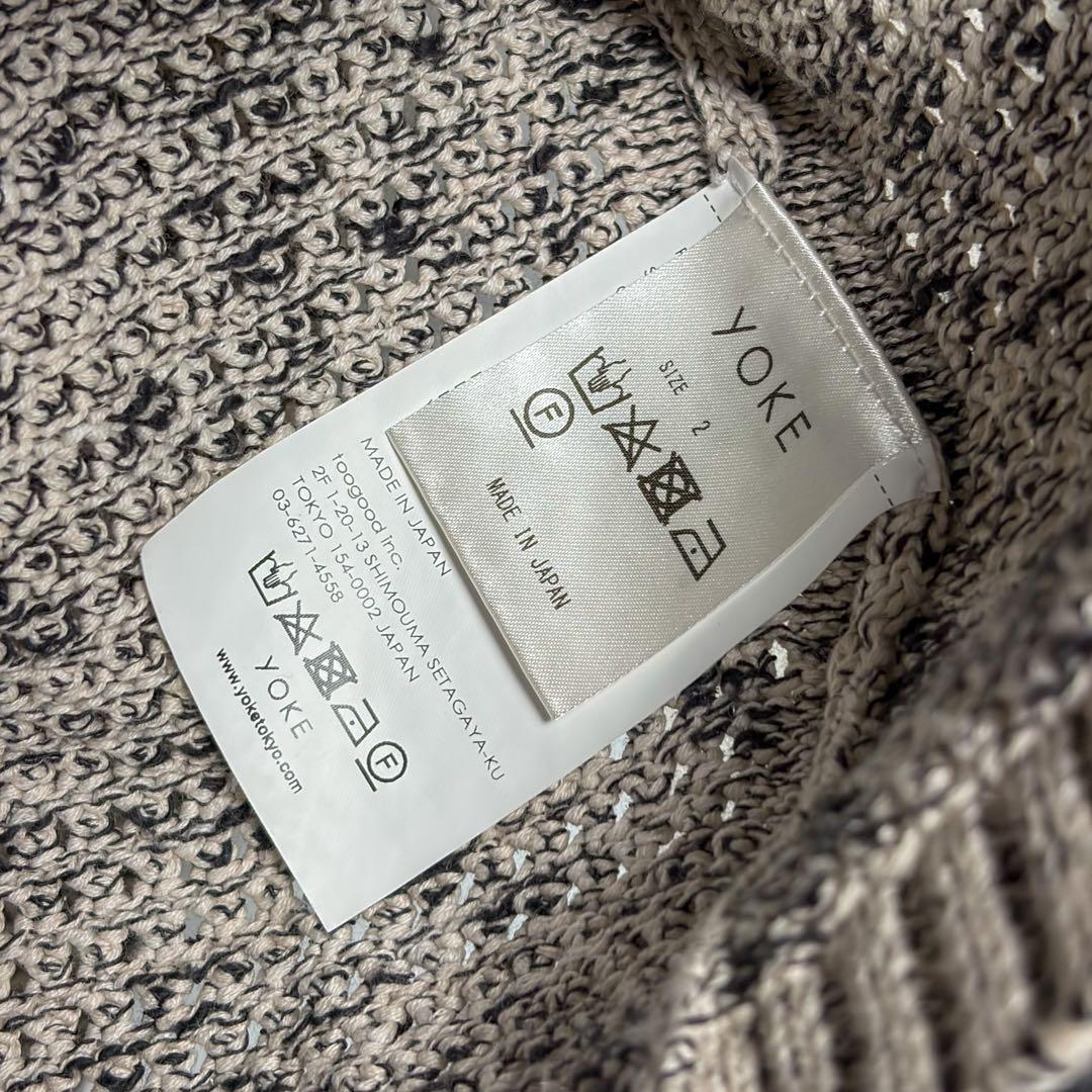 トップス YOKE MESH KNITTED BUTTONED CARDIGAN