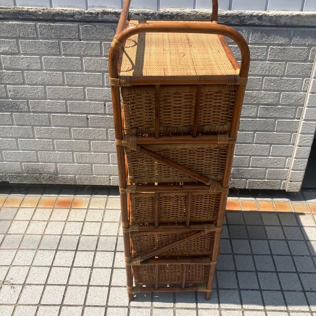 昭和レトロ ラタンチェスト 5段 引き出し箪笥 古家具 ビンテージヴィンテージ