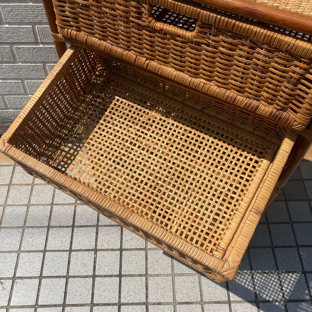 昭和レトロ ラタンチェスト 5段 引き出し箪笥 古家具 ビンテージヴィンテージ