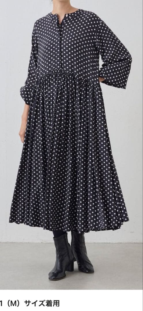 ビアーズリー　ドットギャザーワンピース