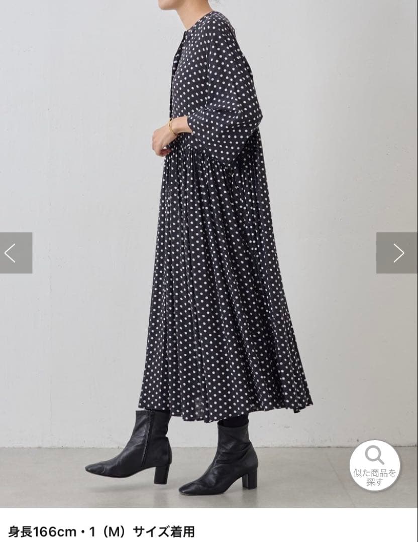 ビアーズリー　ドットギャザーワンピース