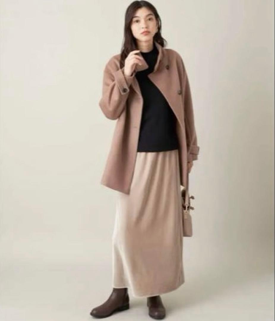 新品【a.v.v】アーヴェヴェ カシミア混 スタンドカラーミディコート サイズM