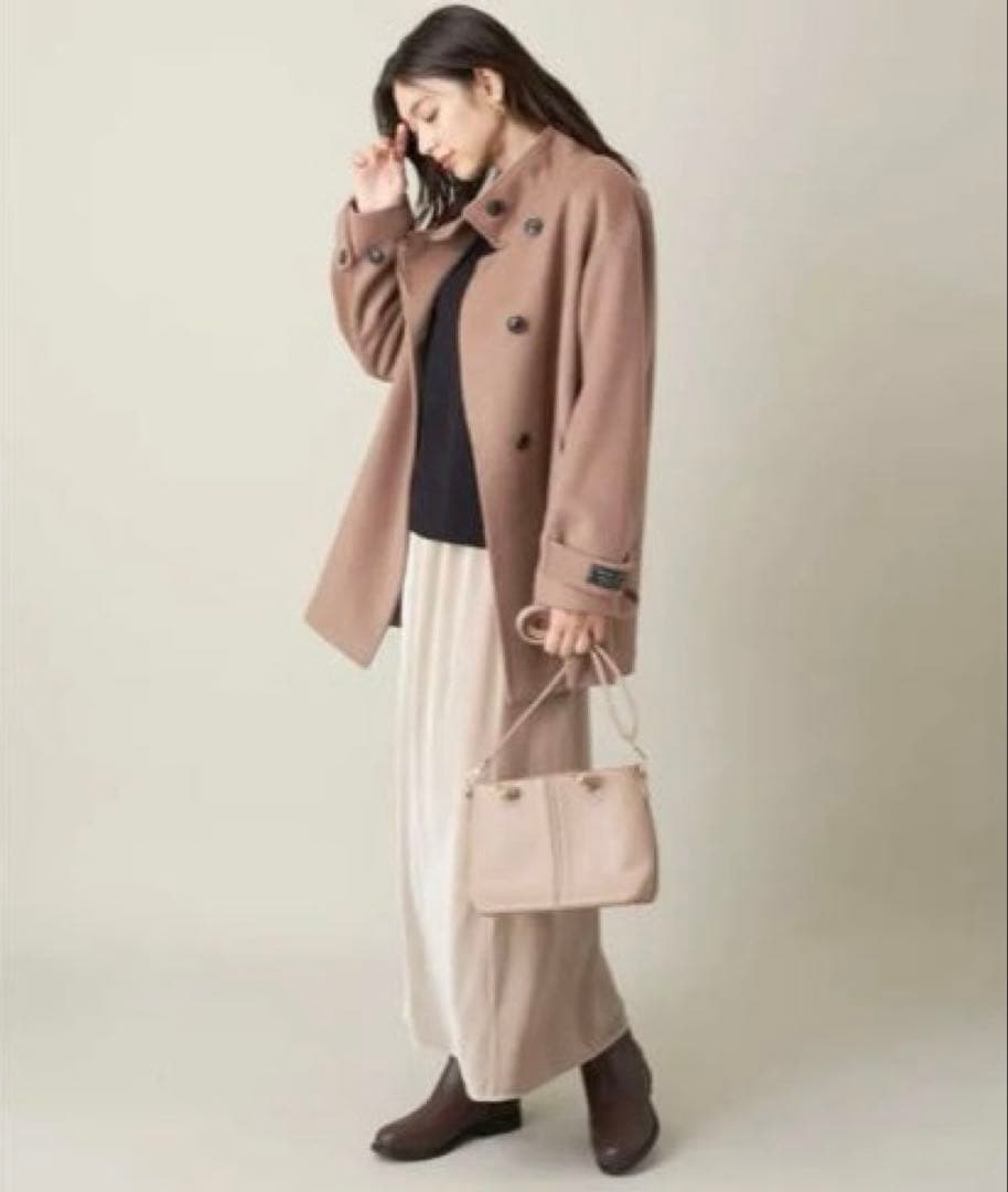 新品【a.v.v】アーヴェヴェ カシミア混 スタンドカラーミディコート サイズM