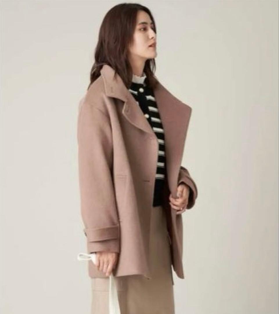 新品【a.v.v】アーヴェヴェ カシミア混 スタンドカラーミディコート サイズM