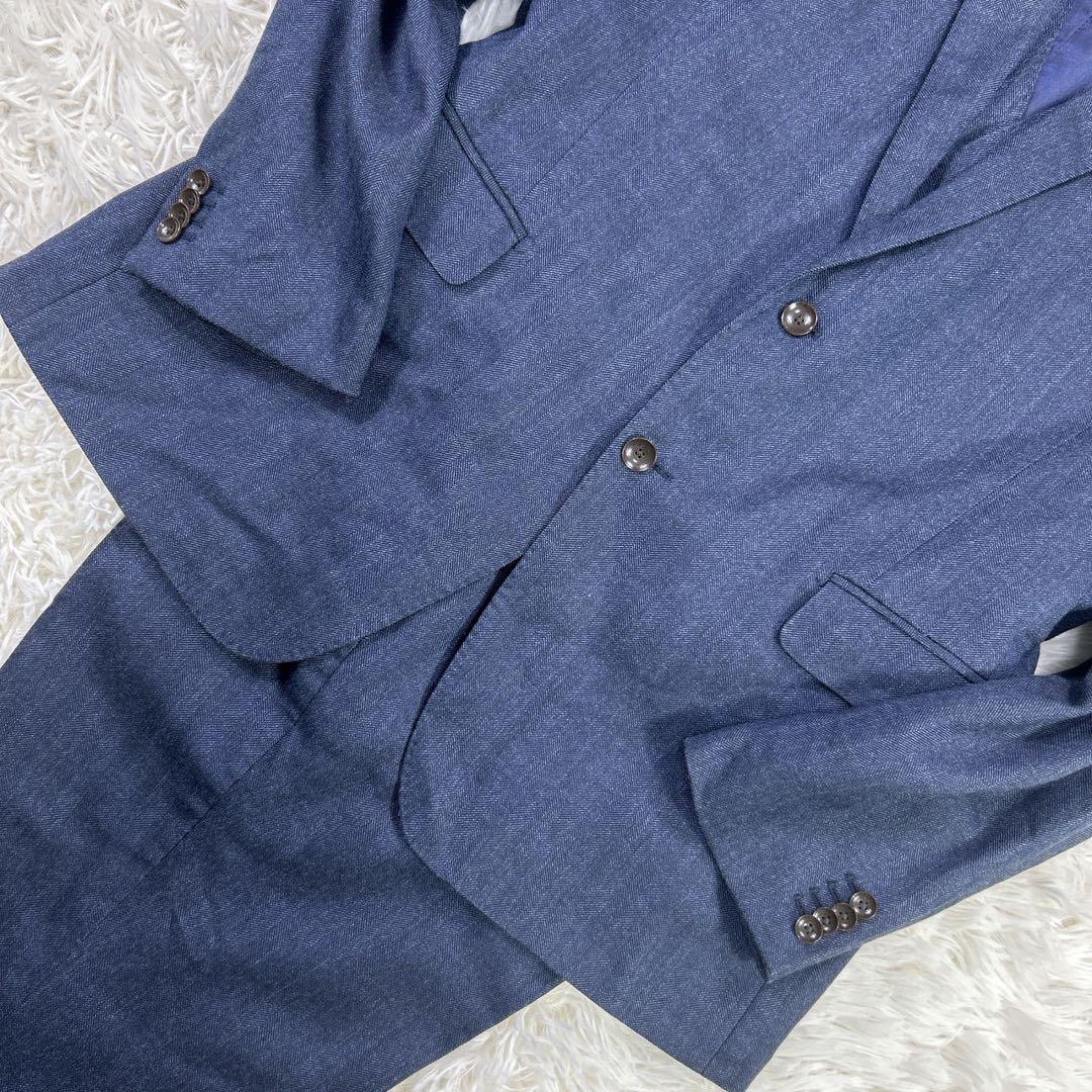 パーソンズフォーメン スリーピーススーツ ヘリンボーン ネイビー AB7 大きい