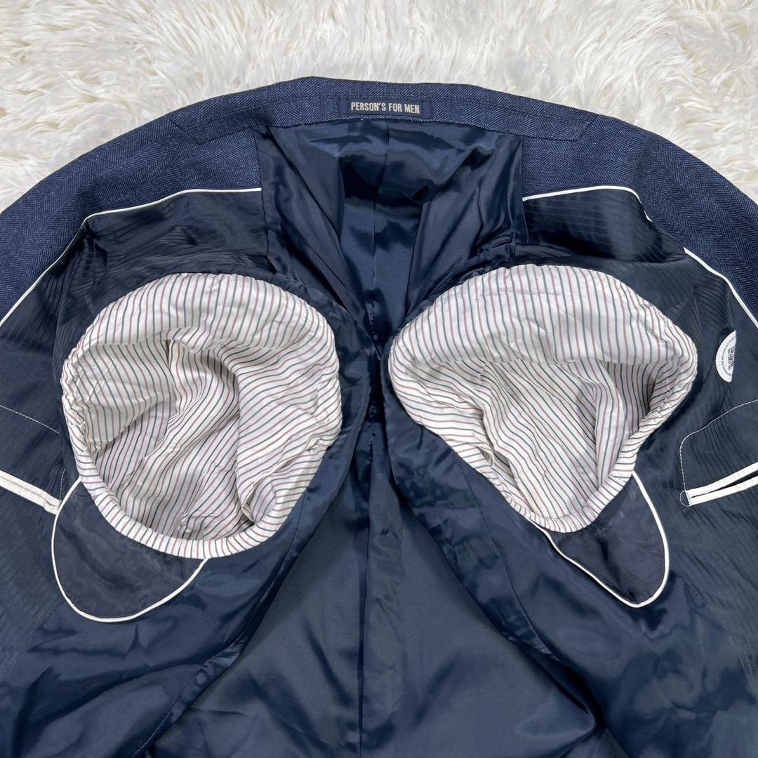 パーソンズフォーメン スリーピーススーツ ヘリンボーン ネイビー AB7 大きい