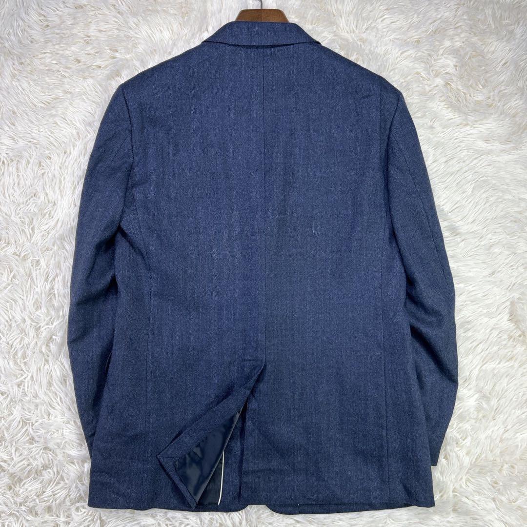 パーソンズフォーメン スリーピーススーツ ヘリンボーン ネイビー AB7 大きい