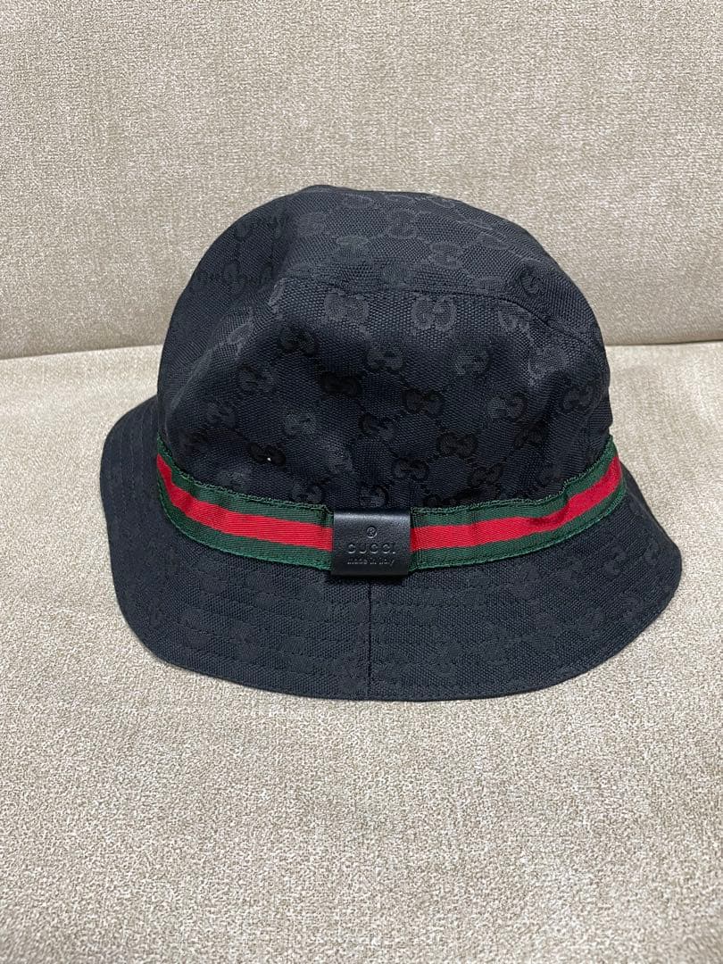 Bi Brand6754GUCCI ブラック バケットハット GGパターン