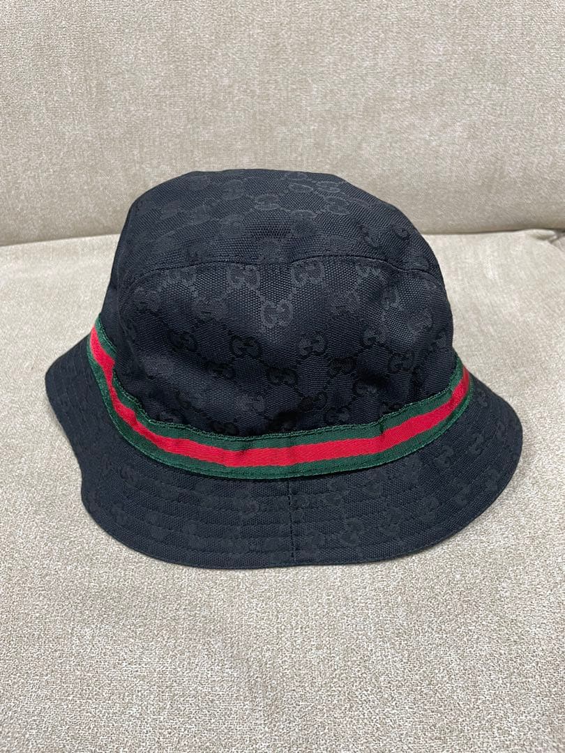 Bi Brand6754GUCCI ブラック バケットハット GGパターン