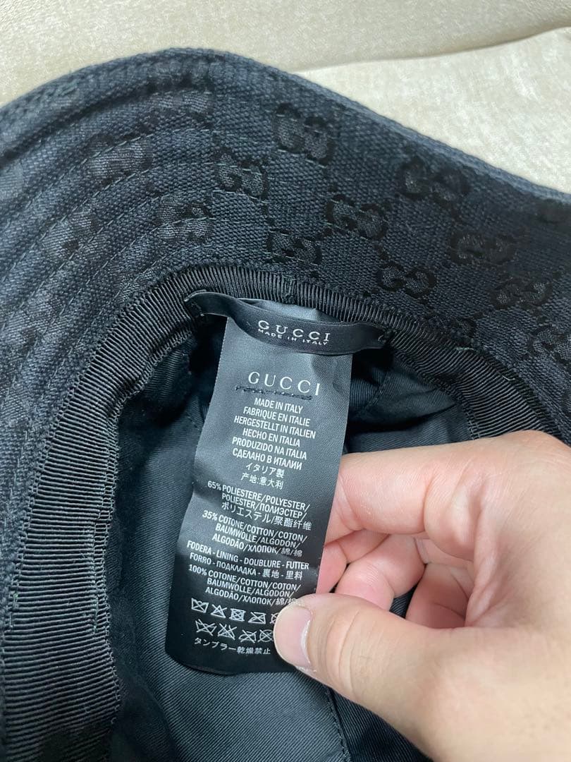 Bi Brand6754GUCCI ブラック バケットハット GGパターン