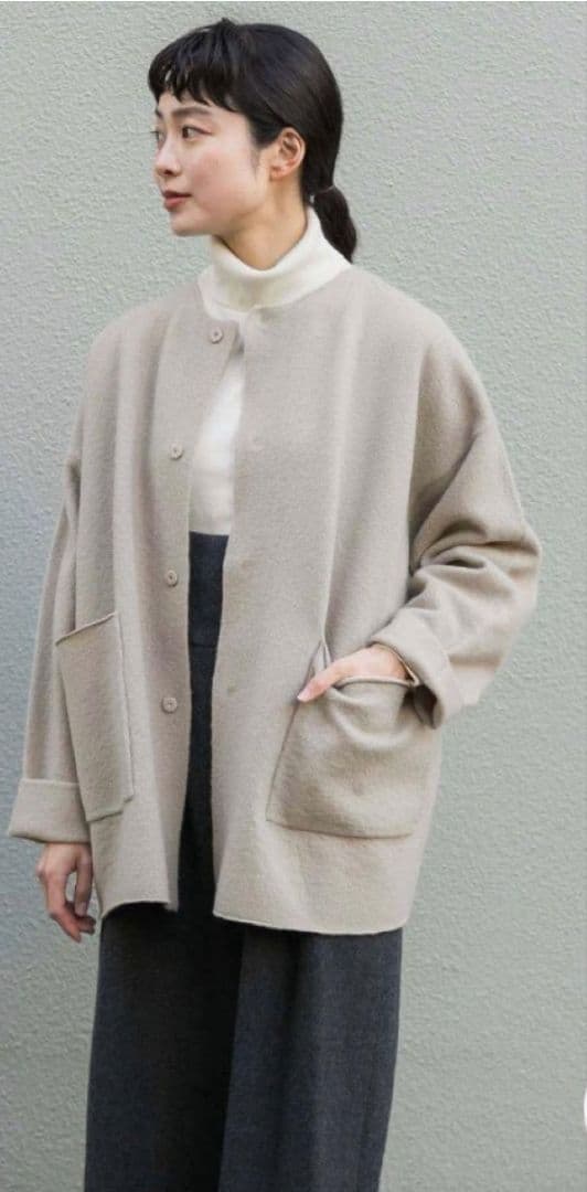 す*の様 かぐれ　ウールノーカラージャケット　グレージュ