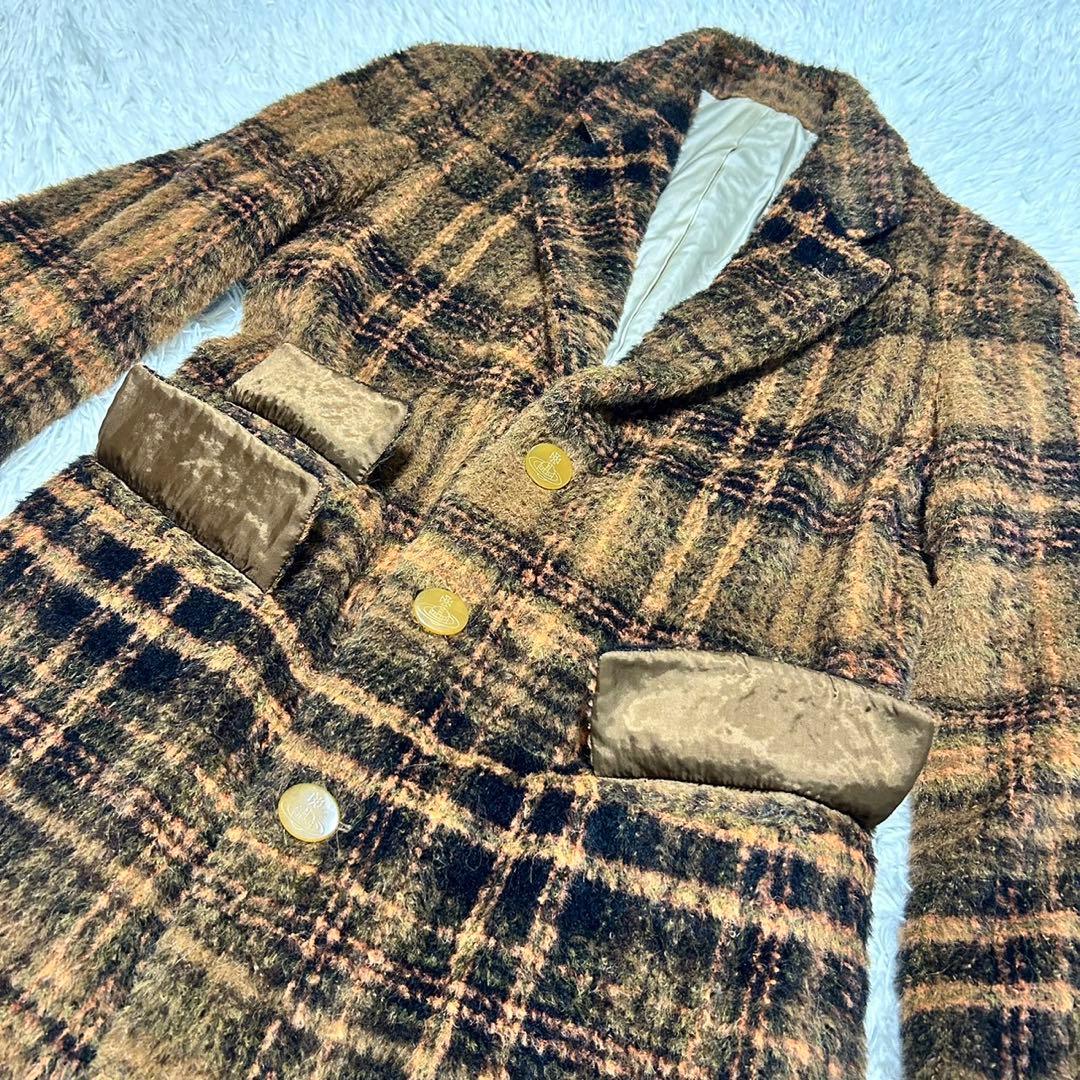 希少 ヴィヴィアン Vivienne オーブ アルパカ ロングコート チェック
