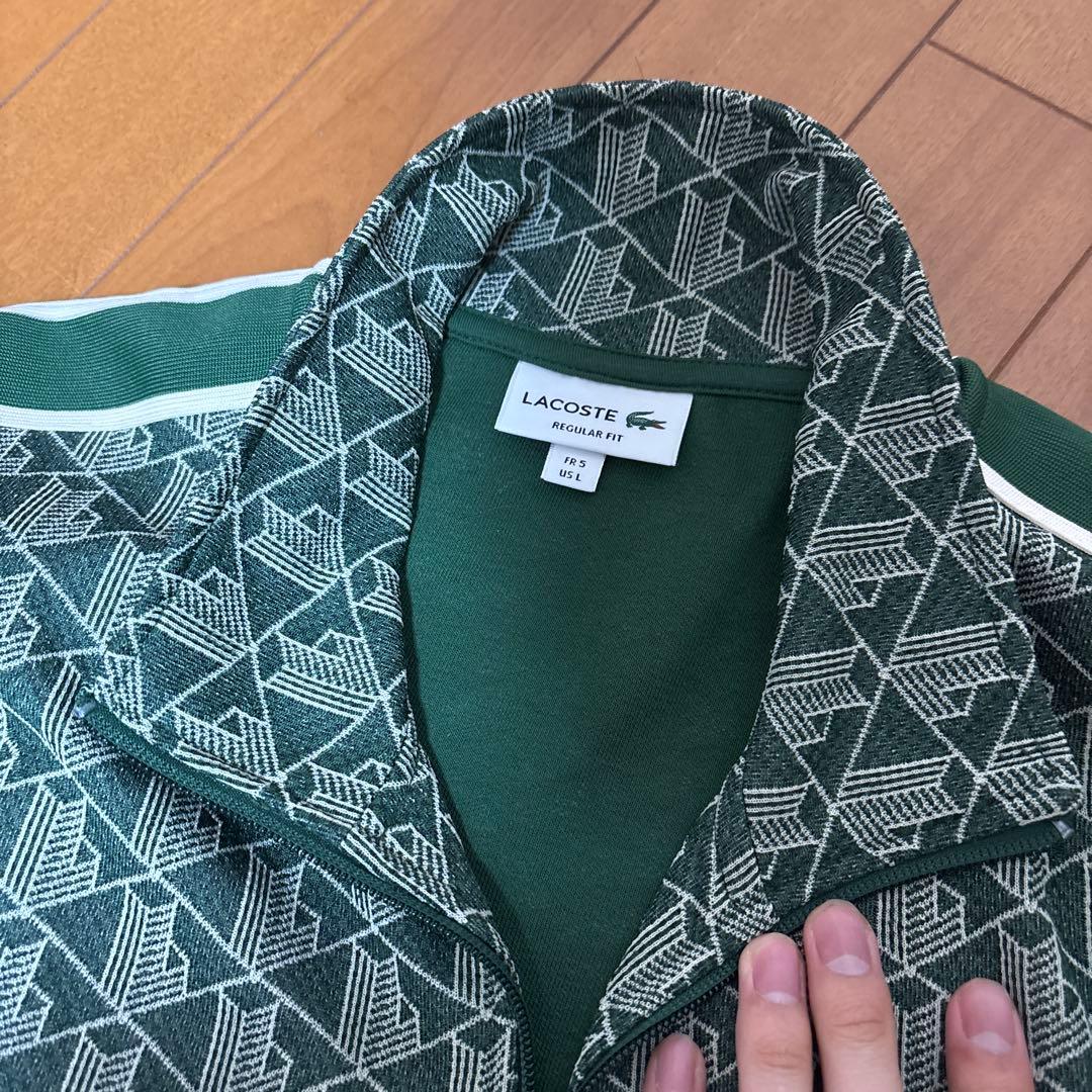 Lacoste 幾何学模様 トラックジャケット グリーン