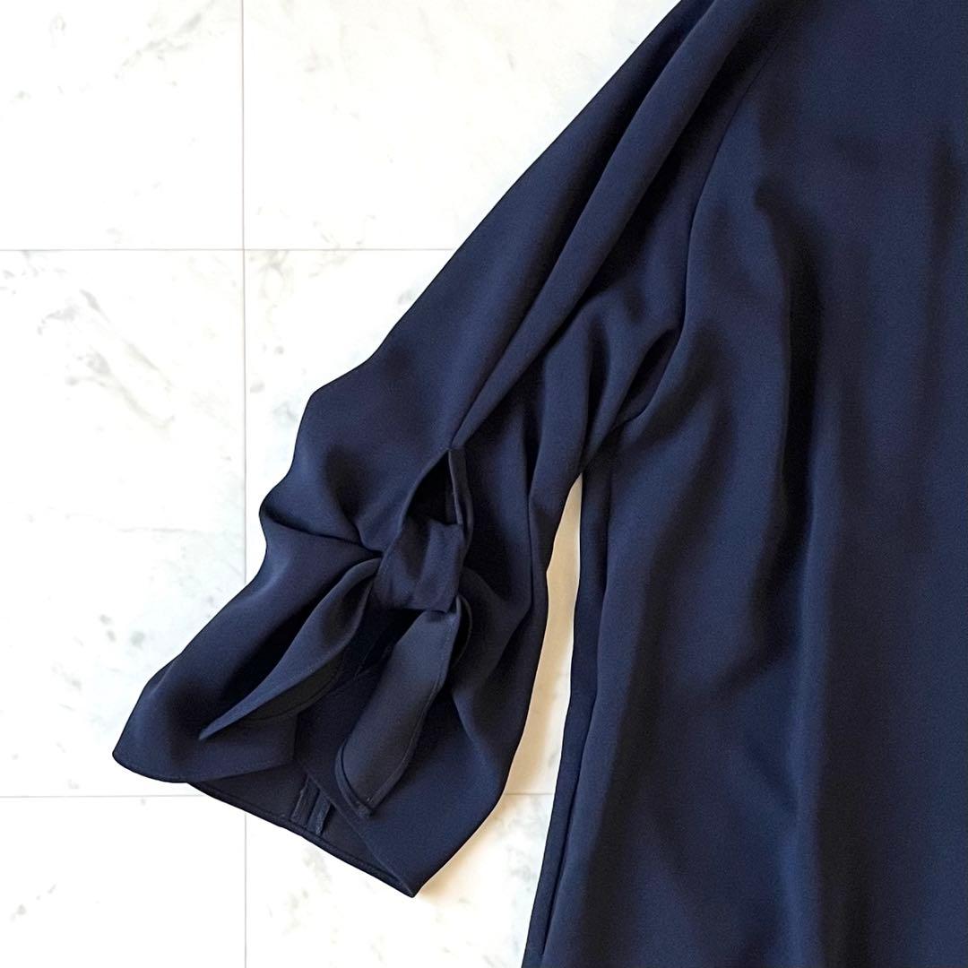 定価4,2万♪アドーア ドライタッチジョーゼットリボンスリーブワンピース 38