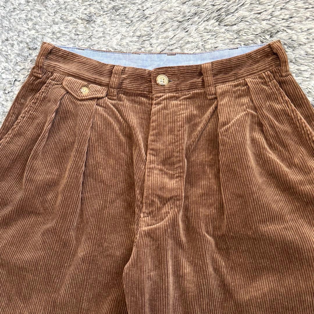 BEAMS PLUS 2プリーツ コーデュロイ パンツ トラウザーズ Sサイズ