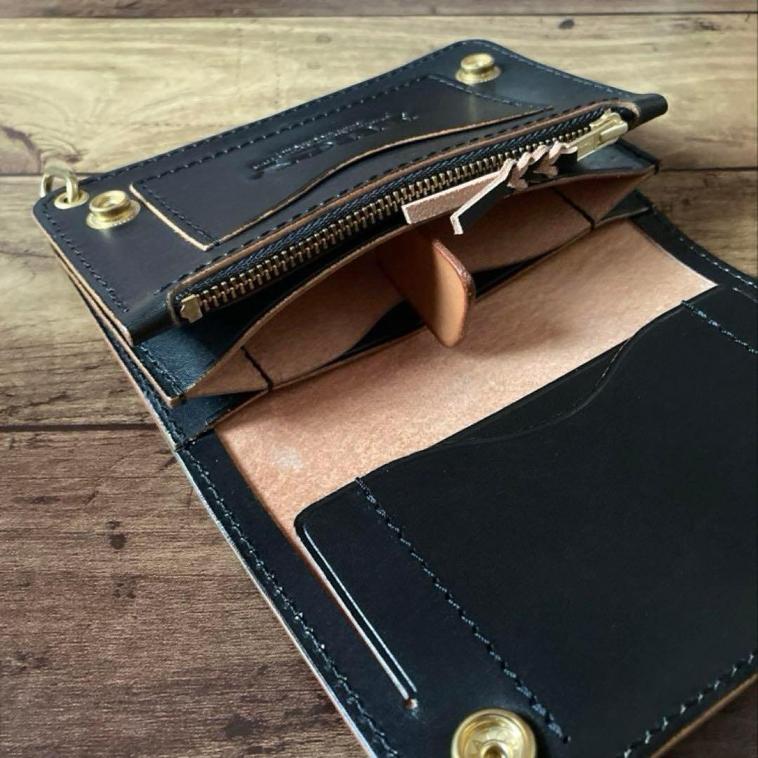 【お札を折らずに収納】国産ステアハイド トラッカーウォレット150（ミドル）3層