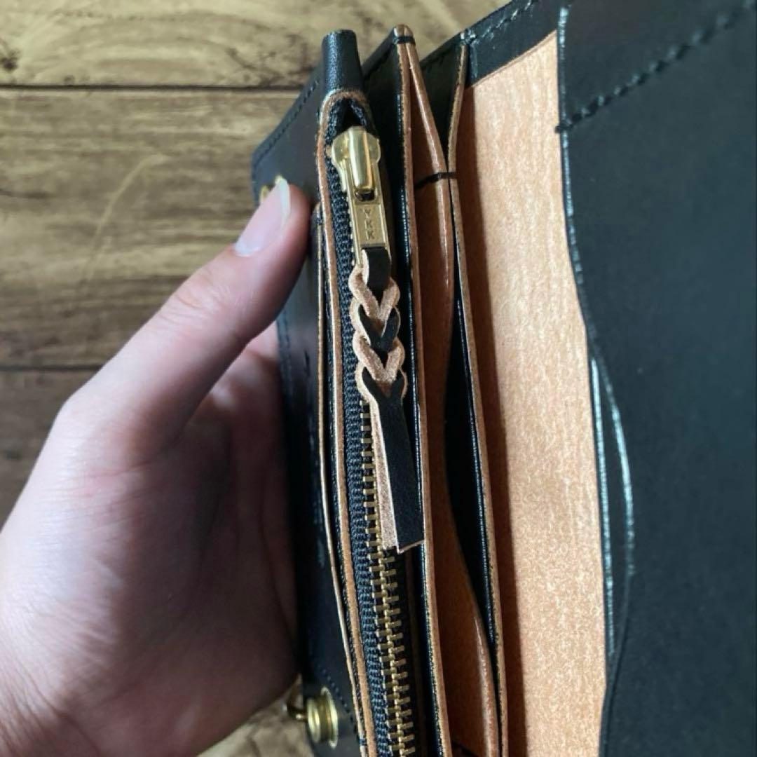 【お札を折らずに収納】国産ステアハイド トラッカーウォレット150（ミドル）3層