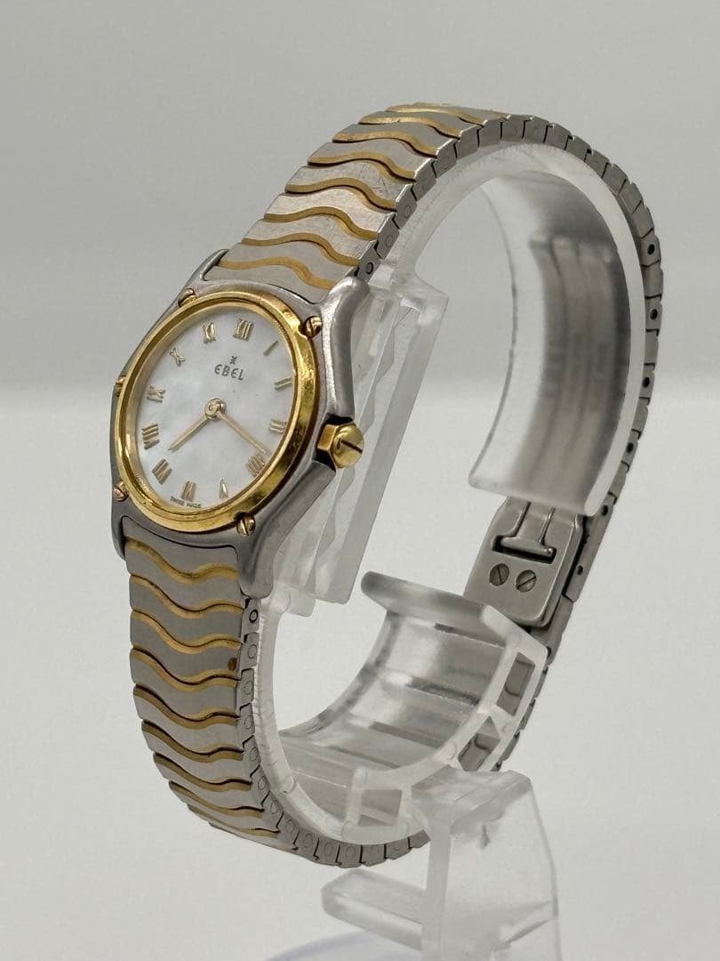 【美品】エベル クラシックウェーブ クォーツ【1157111】K18ベゼル 稼働