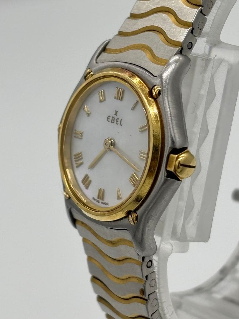 【美品】エベル クラシックウェーブ クォーツ【1157111】K18ベゼル 稼働