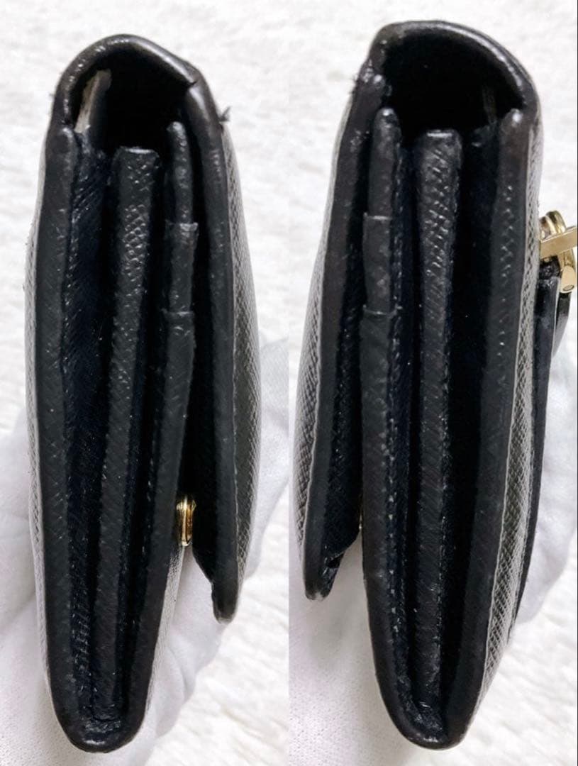 ♡美品♡プラダ パスケース付き フラップ長財布 サフィアーノレザー ゴールド金具