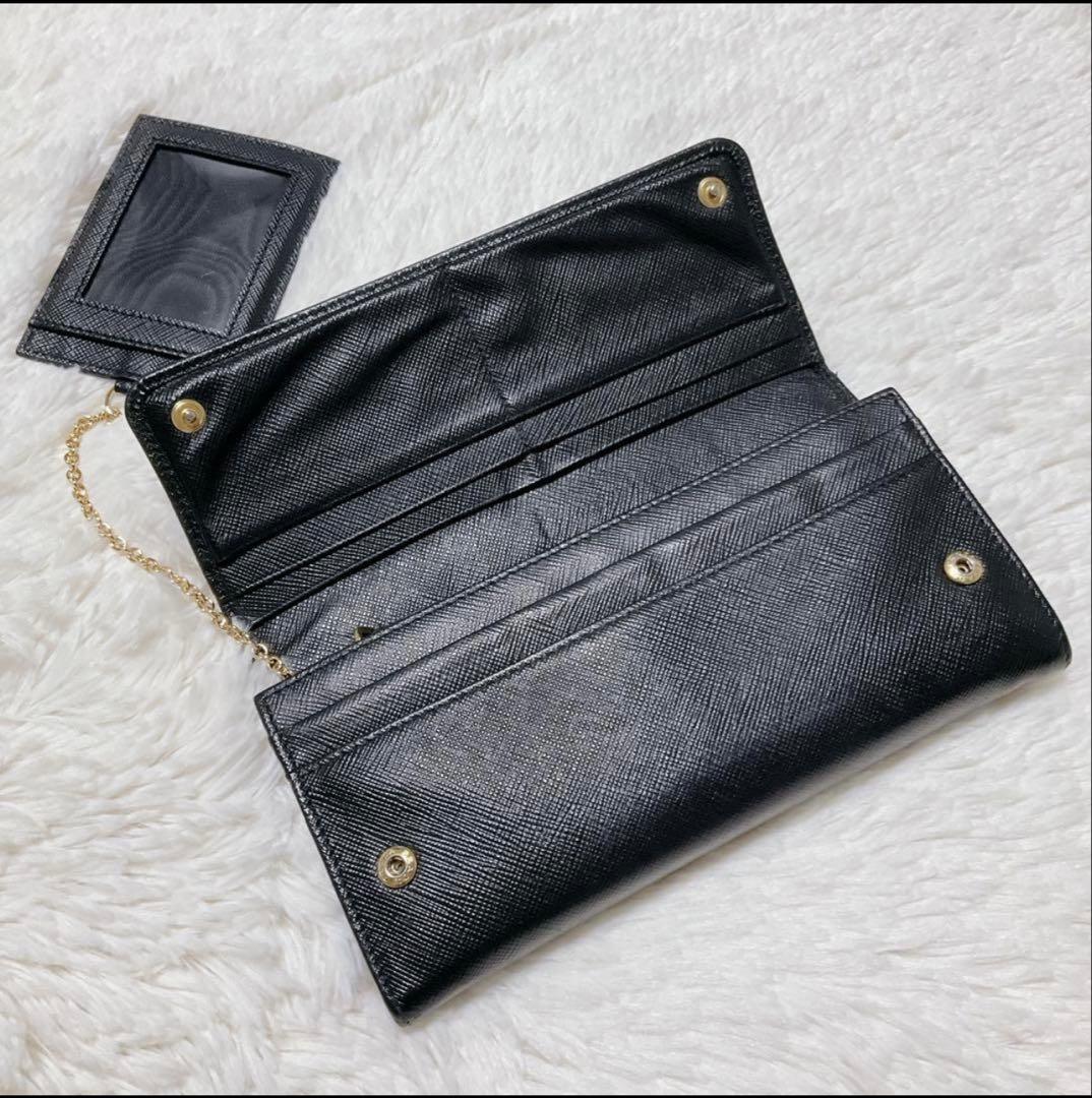 ♡美品♡プラダ パスケース付き フラップ長財布 サフィアーノレザー ゴールド金具
