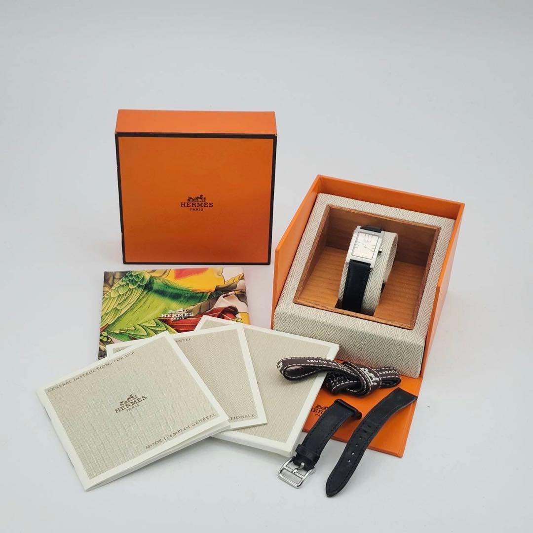新品ベルト✨　エルメス　タンデム　カットガラス　白文字盤　クォーツ 付属品有り