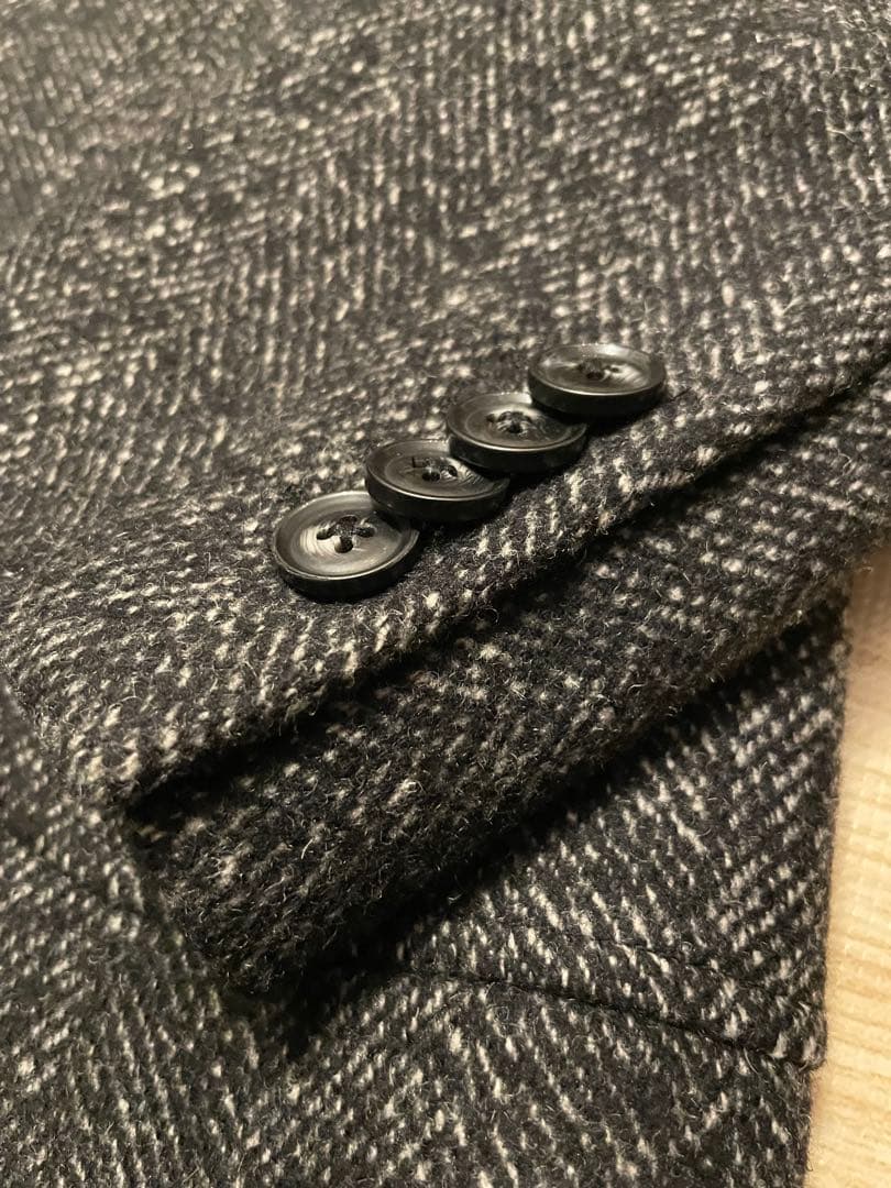 【美品】TRUSSARDI 伊 ヘリンボーン ウールブレンド チェスターコート