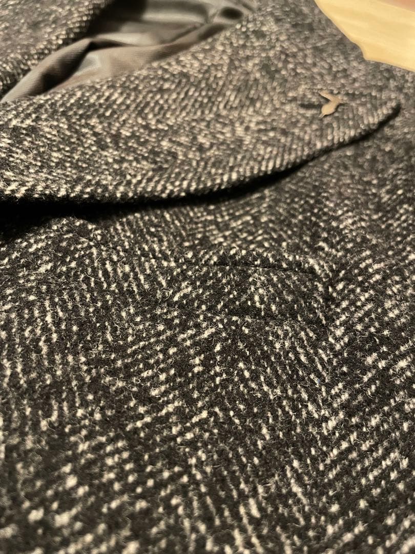 【美品】TRUSSARDI 伊 ヘリンボーン ウールブレンド チェスターコート