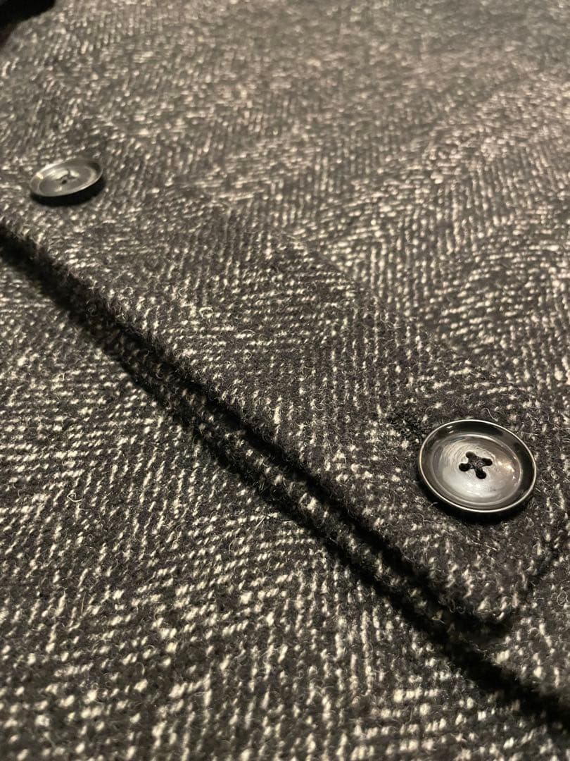 【美品】TRUSSARDI 伊 ヘリンボーン ウールブレンド チェスターコート